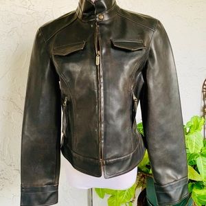 XOXO Black Moto Fitted Jacket Vegan Leather
